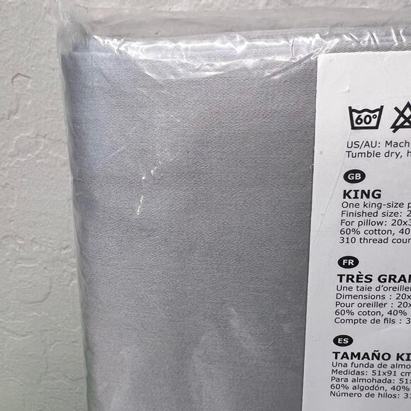 IKEA Nattjasmin King size pillow sham cover Gray - Picture 4 of 5
